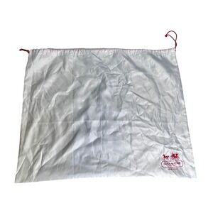 Coach White Satin Handbag Dust Bag Red Logo Drawstring Storage 23.5x18.5 Large